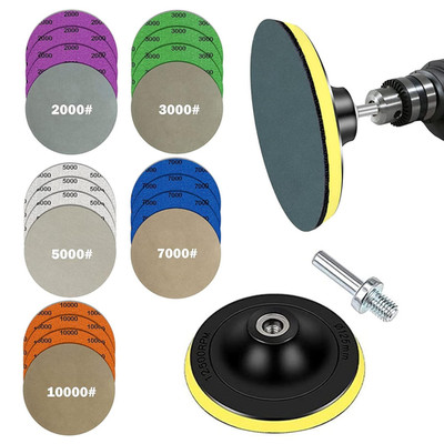 Water Grit Sandpaper 2000/3000/5000/7000/10000 and 5-Inch Backing Pad Set, Wet D