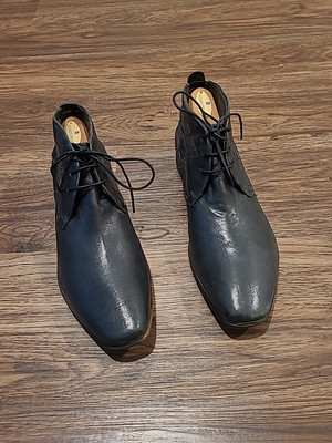 Bugatti Men's Black Leather Lace-Up Almond Toe Oxford Dress Shoes Size 40