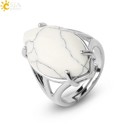 CSJA Crystal Rings Natural Stone Ring Adjustable Healing - Picture 14 of 42