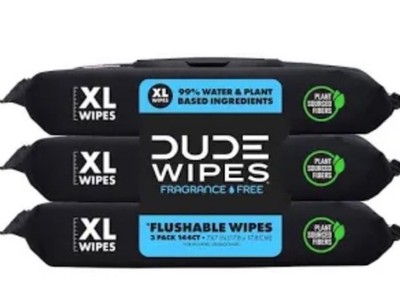 Wipes for Men Adults Flushable Fragrance-Free Unscented Cleansing DUDE XL 8 Pack