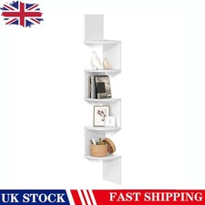 5-Tier Corner Shelf White Display Floating Shelf in Living Room Study Kitchen