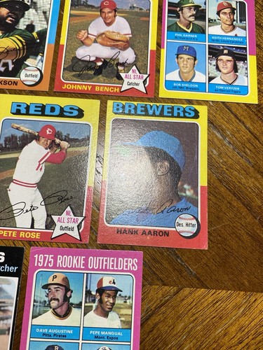 (9) 1971 & 1975 TOPPS BASEBALL HOF/STAR CARDS AARON, ROSE, BENCH VG-EX+ READ DES - Picture 13 of 23