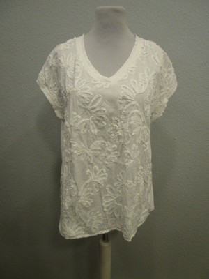 just white Bluse Blumenmuster weiß ärmellos weiß Gr.46 (100)
