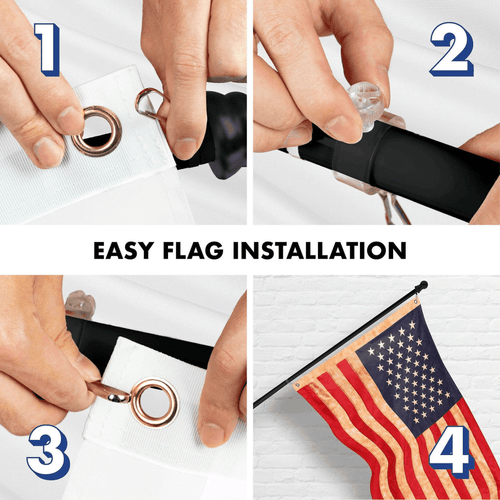 Combo Pack: 5 Ft Tangle Free Aluminum Spinning Flagpole (Black) & USA - Picture 7 of 9