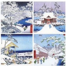 British Museum Japanese Winter Woodblock Prints Assortment 20 Christmas Cards