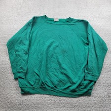 Vintage Hanes Sweatshirt Mens 2XL Green Crewneck Raglan Pullover Made in USA 90s