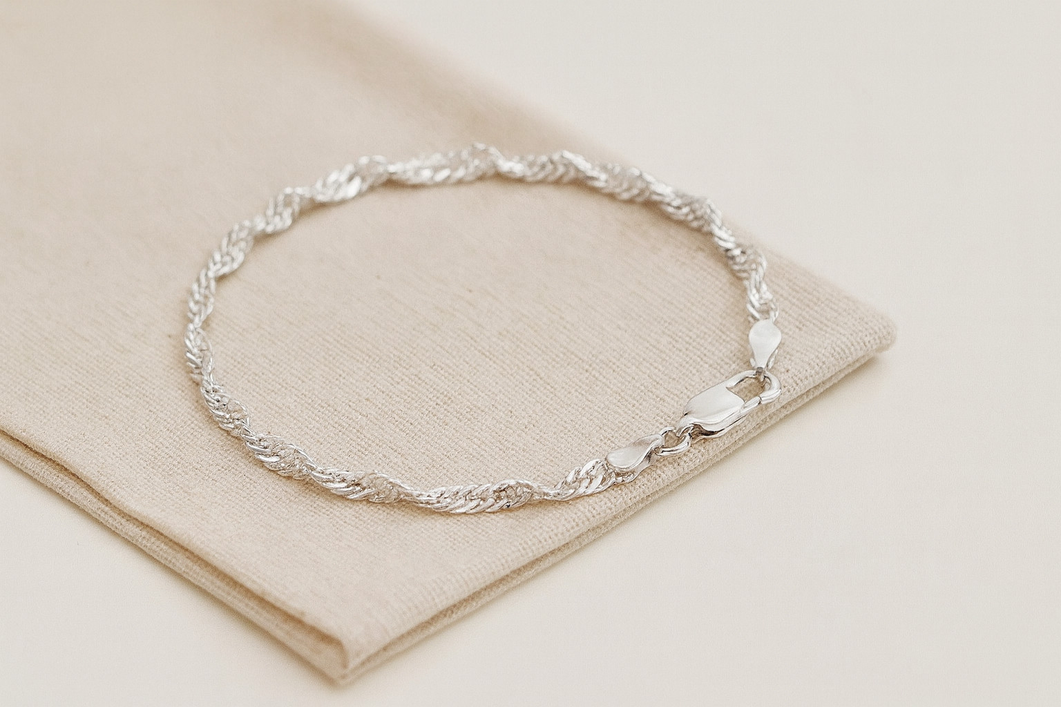 Pulsera tobillera de plata de ley de 8,5 pulgadas de lujo - eslabón de Singapur
