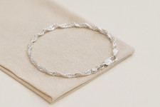 Sterling Silver Silver 7.5 inch Fancy Ankle Bracelet Anklet - Singapore Link