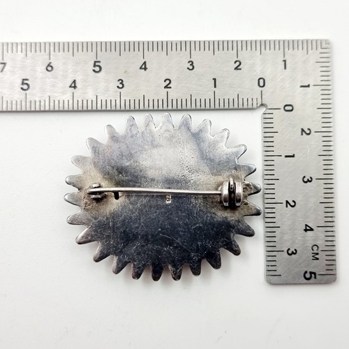 Sunburst Sterling Silver 925 Black Onyx Pin Brooch Lovely VTG Mid Century Modern - Picture 16 of 20