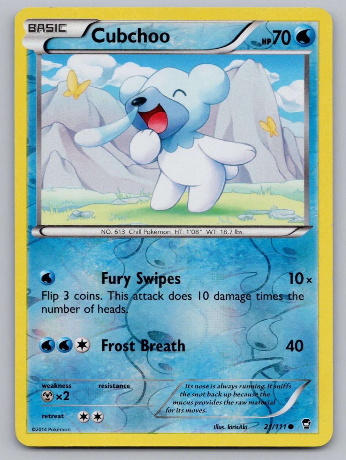 Cubchoo 21/111 Common Furious Fists Pokemon Reverse Holo LP