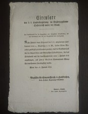 AUSTRIA 1818 Tobacco Duty Circular Vienna Government Decree