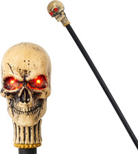 Halloween Skull Walking Cane with Light up Eyes, Walking Stick Staff Prop for Co
