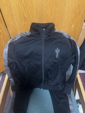 Trapstar London Black Gray Men's Tracksuit Set with Logo, Zipper, Pockets