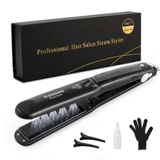 Steam Flat Iron Hair Straightener with Ceramic Plates & Argan Oil Treatment