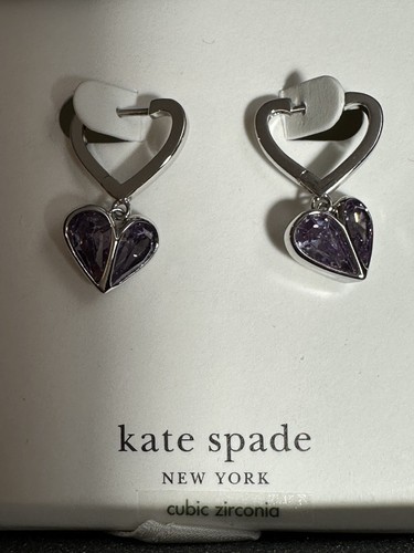 Kate Spade New York goldfarbene lila CZ Herz Charm Huggie Creolen 78 $ - Bild 6 von 8