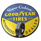Vintage Tires Sign - Super Cushion Porcelain Gas Pump Station Sign