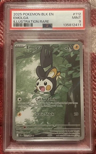 2025 POKEMON BLK EN-BLACK BOLT ILLUSTRATION RARE #112 EMOLGA PSA 9