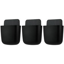 3 Pcs Remote Control Holder, Wall Mount Pen Holder Hole-Free Self Black-3Pcs