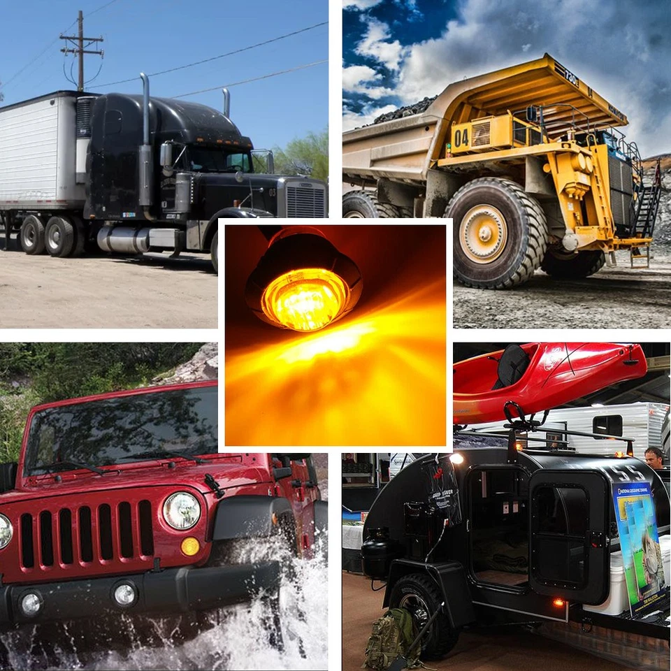 Дымчатые светодиодные габаритные огни 3/4 дюйма для грузового автомобиля прицепа круглые боковые габаритные огни желтые лампы - Изображение 2 из 4