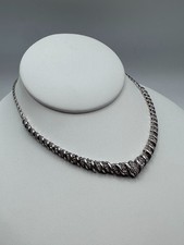 925 Sterling Silver Diamond Necklace   Elegance with Twisted Accents