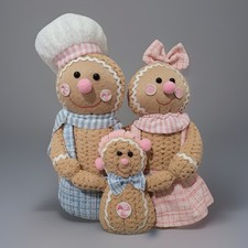 Gingerbread Family Plush Christmas Home Decor Exclusive Pink Blue Limited EDT