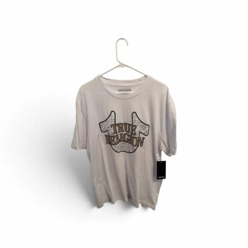 True-religion Men's White and Cream T-shirt