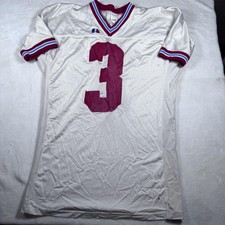 Vintage Russell Football Jersey Mens Medium White Mesh Number 3 Striped Trim