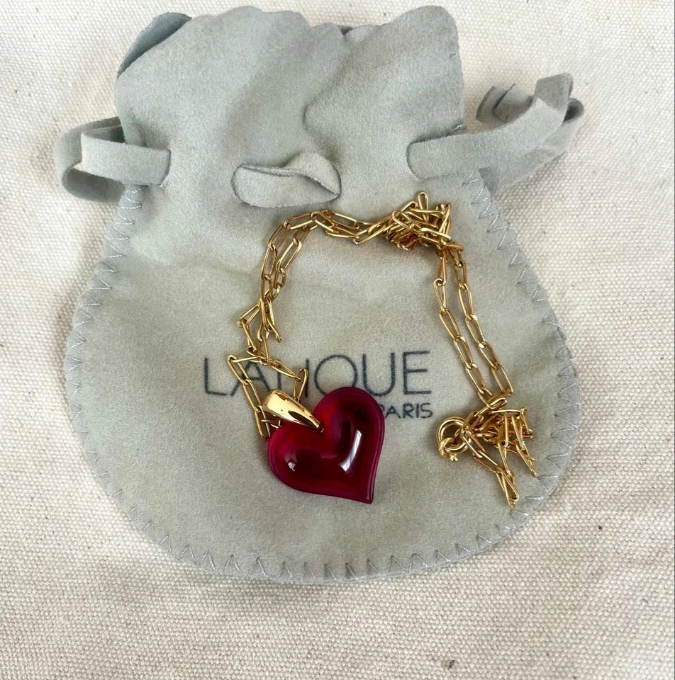 Lalique Heart Pendant Necklace Red Fashion Accessories elegant C665 - Image 2 of 4
