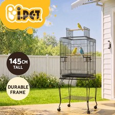 i.Pet Bird Cage Large Cages 145cm Parrot Aviary Stand-Alone Budgie Wheels Castor