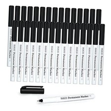 Permanent Marker, 30 Pack Ultra Fine Point Black Permanent Marker set, Works