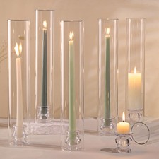 Volens Hurricane Glass Candle 2.5"D-14"H --6pcs 6pcsCandlestick Holder, Clear