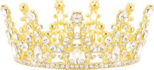 Gold Crown Cake Topper Mini Crown for Bouquets Rhinestones Tiara for Girls Birth