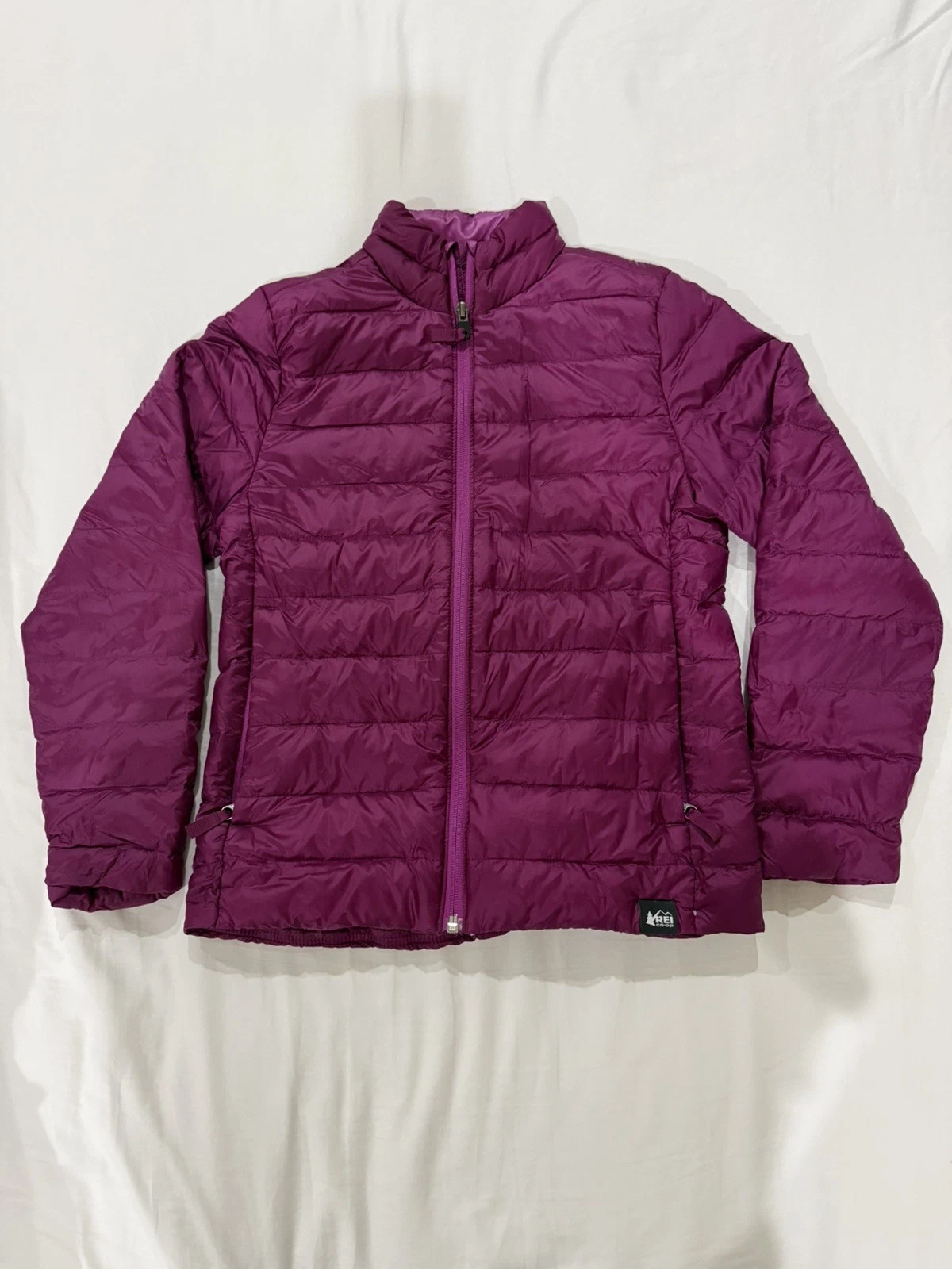 REI Kids Burgundy Size 10/12 REI Puffer Jacket 80% Down Filled Full Zip Pockets