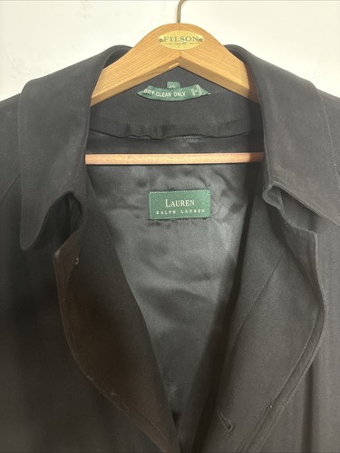 Lauren Ralph Lauren Vintage Trench Coat Black Removable Lining 42L Wool Blend - Picture 9 of 16