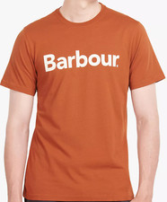 Barbour Garden Logo T shirt Nutmeg Orange Tailored Fit Large RRP £32.95