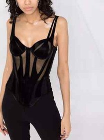 NEW AUTHENTIC MUGLER Black Cut-Out Illusion $2,800 Corset Bustier S bordelle
