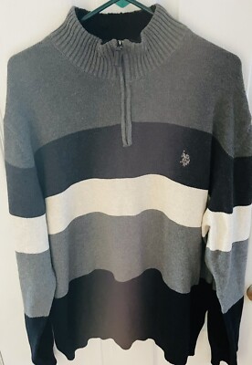 US Polo Assn Sz xxl striped mockneck sweater pullover LN