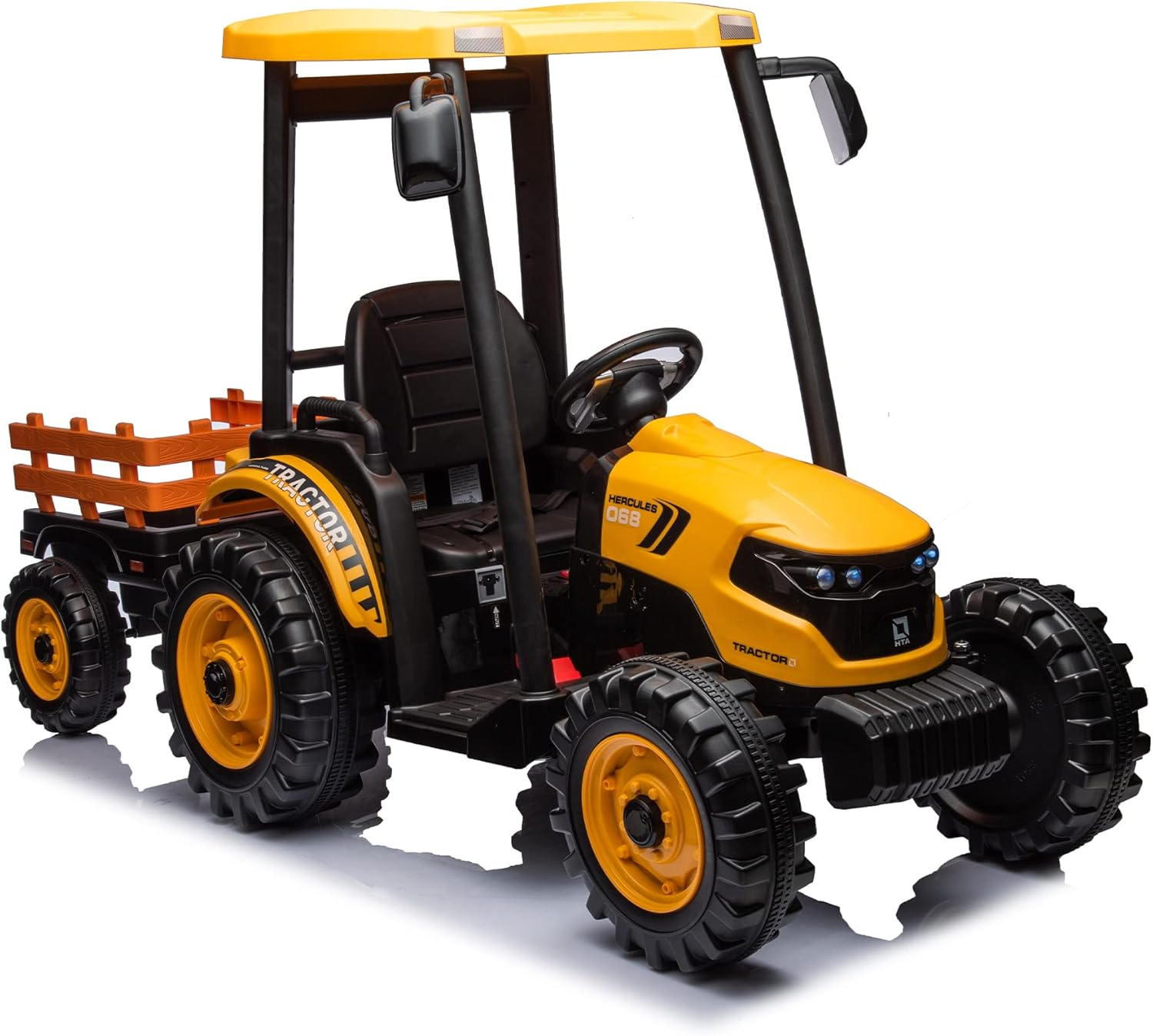 24V Kids Ride on Tractor with Trailer, Toddler 3-Gear-Shift Ground Loader with D