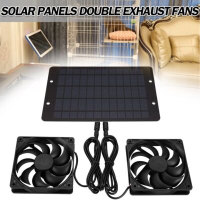 10W/20W Solar Powered Dual Exhaust Fan Ventilator for RV Kitchen Chicken  Coop