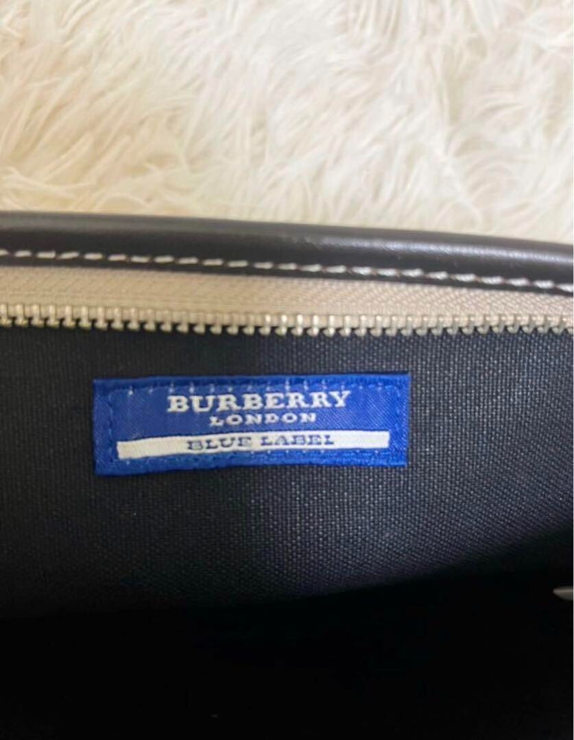 BURBERRY Blue Label Shoulder Bag Plaid nova check Beige Canvas