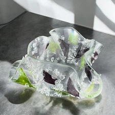 Art Glass Votive Candle Holder Handkerchief Shape Fused Glass Pointy Fritz Glass