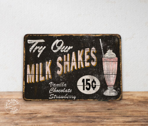 Try Our Milkshake Sign Hamburger Stand Cafe Restaurant Decor Diner 108122001056 - Picture 2 of 7