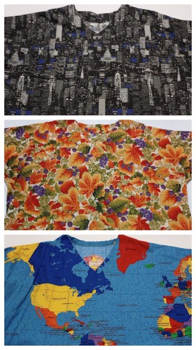 Handmade Women's Scrub Tops 2XL Unique Prints Good Condition