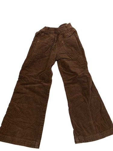 Kids Play GIrls Size 5 Brown Corduroy Pants Flower Pink Embroidered Patch - Picture 3 of 3