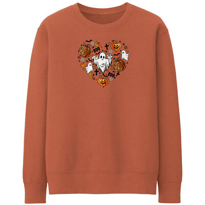Halloween Heart Womens Sweatshirt Fancy Dress Her Spooky Boo Jumper October A...