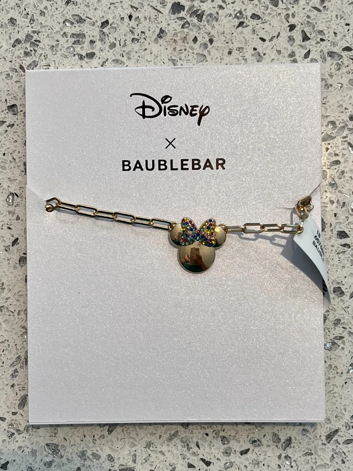 Disney X BAUBLEBAR Minnie Mouse Oro Espejo Tachuelas Pendientes Conjunto Collar ¡NUEVO! Foto 2 de 4