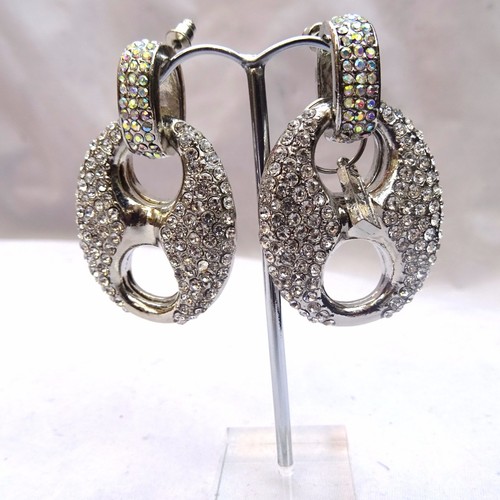 Hochwertiger Silber Voll Schwer Funkelnder Kristall Ohrring Schmuck - Bild 2 von 5