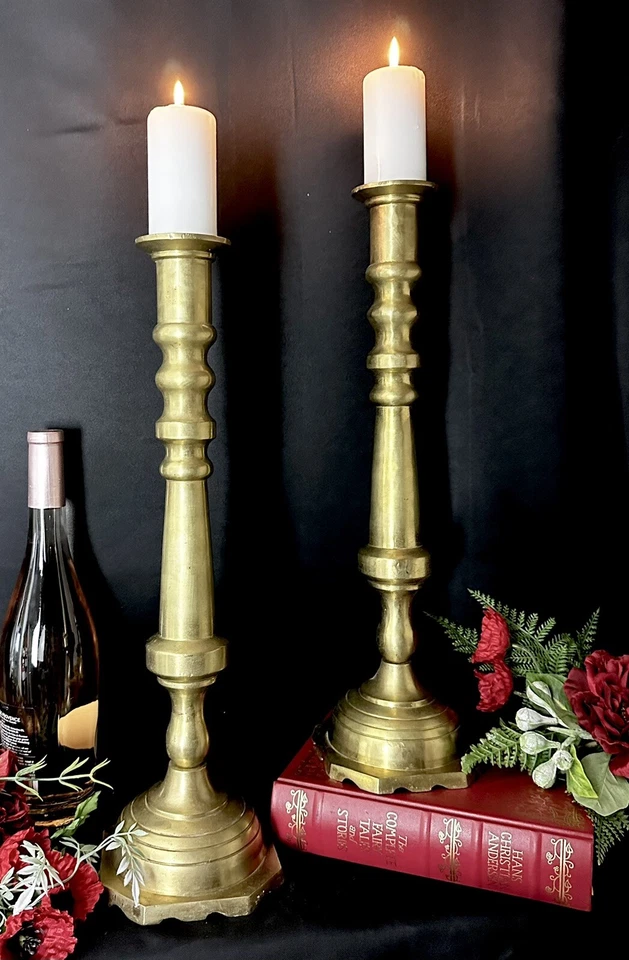 Candelabros de latón de 19" de alto - Juego de 2 candelabros de piso de centro de mesa grandes * Foto 4 de 4