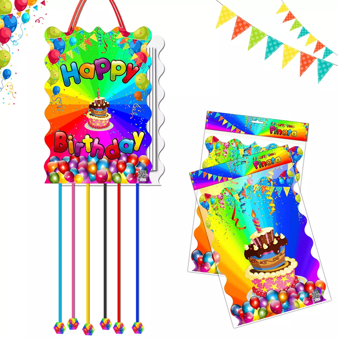 Birthday Party Pull string Piñata Kids Boys Girls Game Surprise