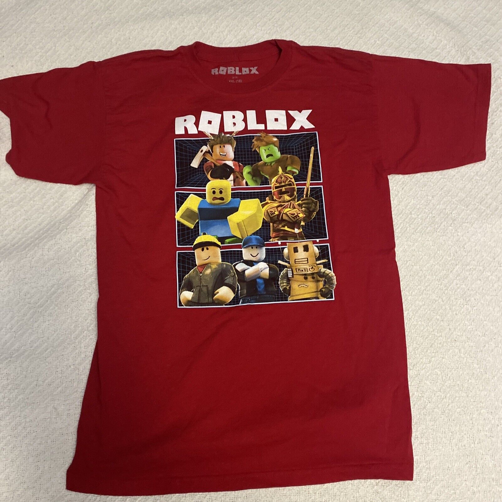 Roblox Boys Shirt Tri-Patterned Graphic Tee Red Size Large (14-16